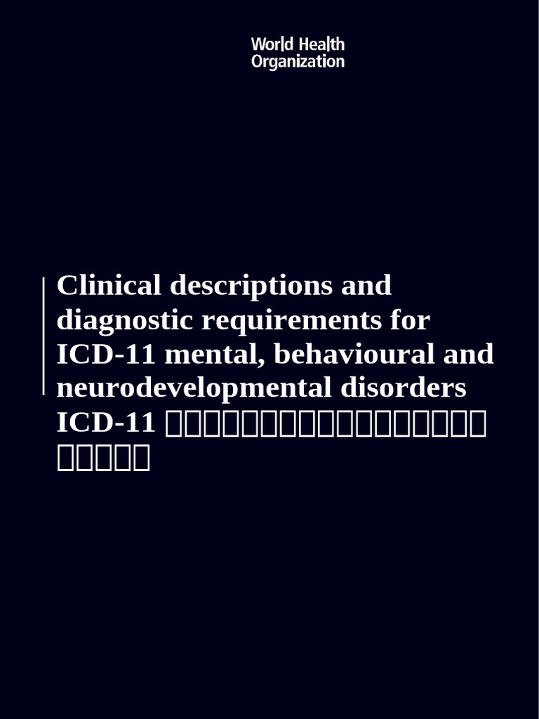 Icd 11精神，行为和神经发育障碍的临床描述和诊断要求| PDF | Mood Disorders | Mental Disorder