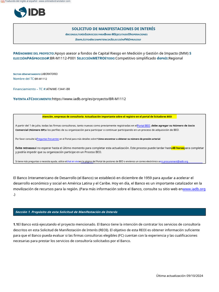 Solicitud de Consultoría para BID | PDF | Capital de riesgo | Finanzas ...