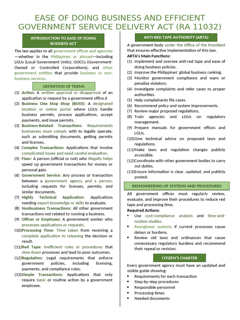 ARTA and Ease of Doing Business Act | PDF | Justice | Crime & Violence