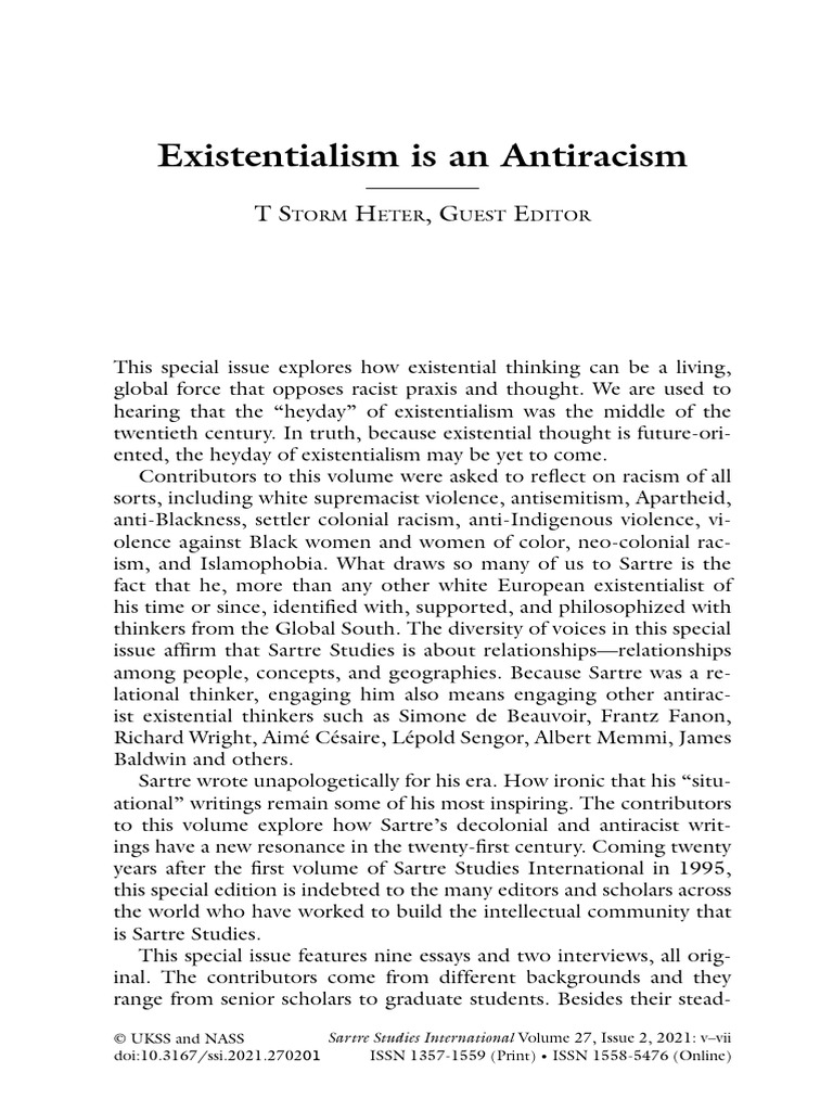 Existentialism Against Racism: Insights | PDF | Existentialism | Jean ...