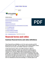 Business Financial Terms and Ratios Definitions