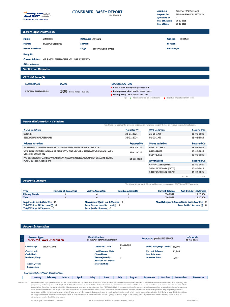 Consumer Credit Report for Senchi R | PDF | Credit | Finance & Money ...