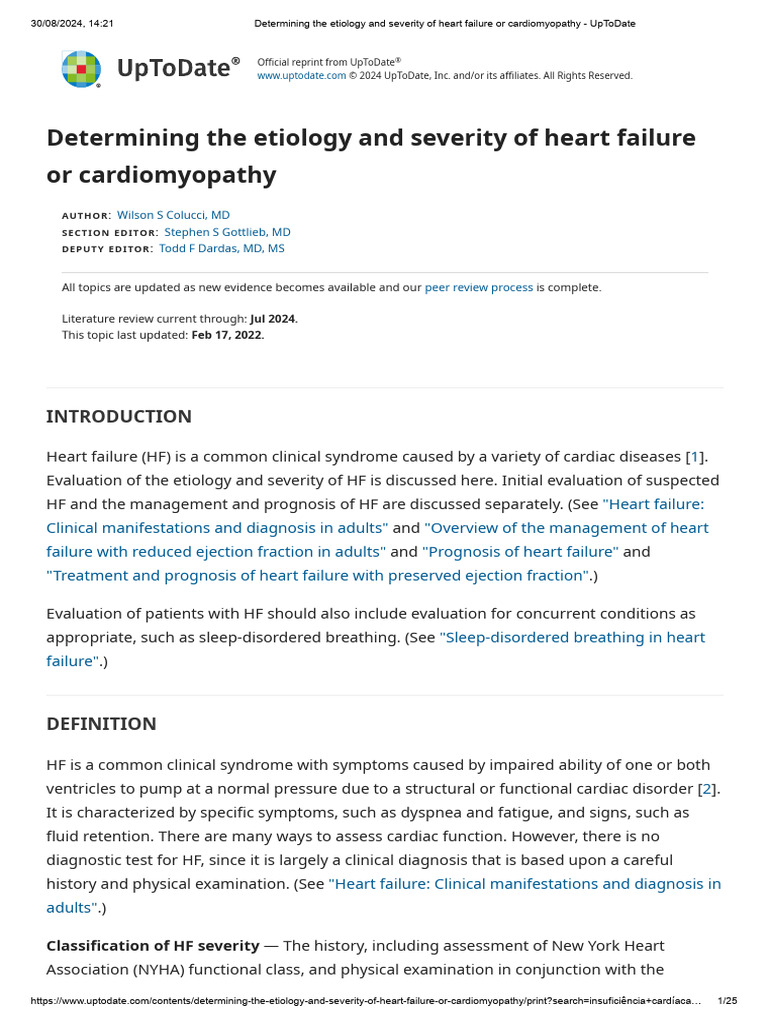 Determining The Etiology and Severity of Heart Failure or ...