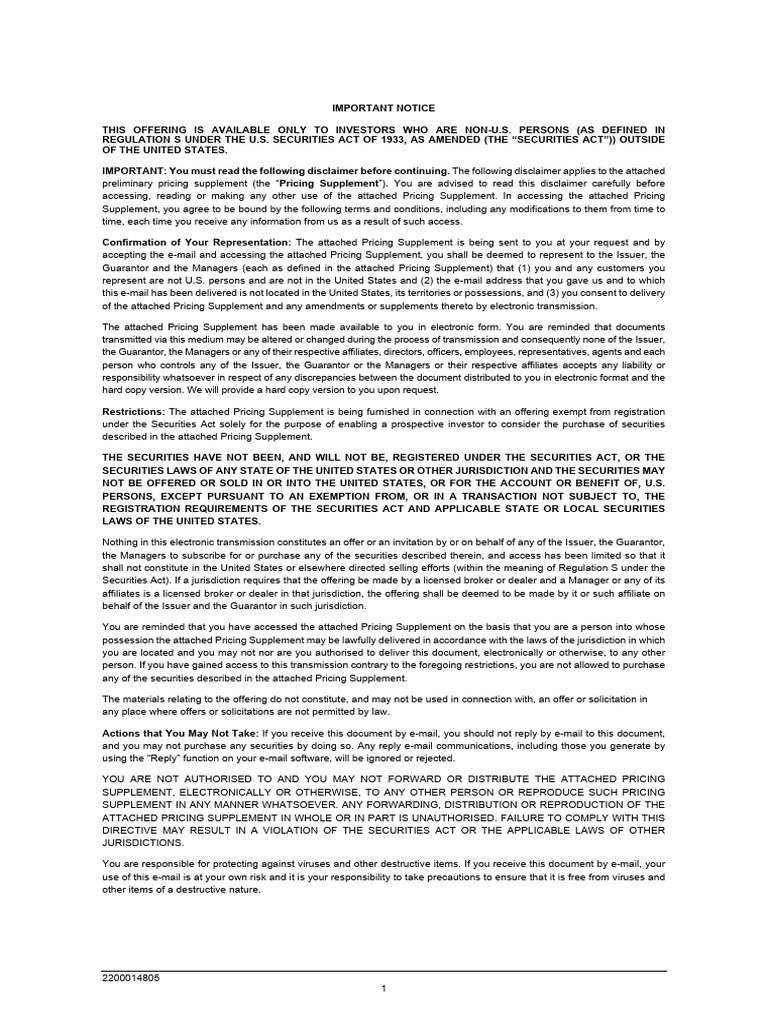 AVIC Leasing Preliminary Pricing Supplement (USD Fixed Rate) | PDF ...