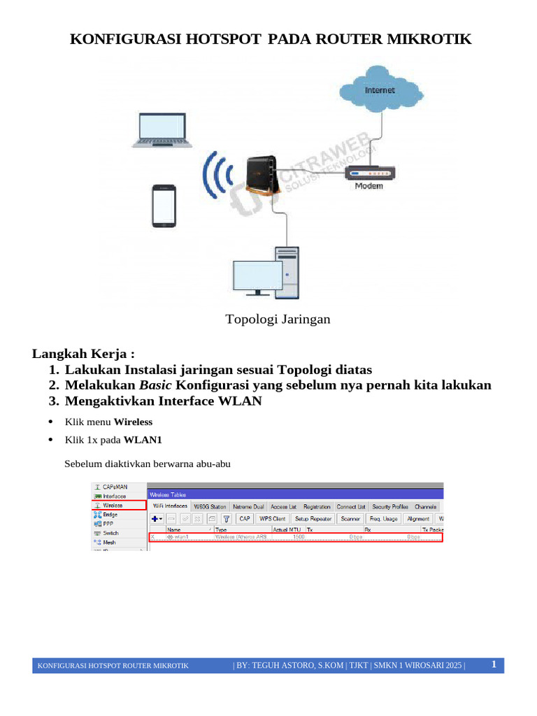Modul Praktikum TJKT Konfigurasi Hotspot Pada Router Mikrotik | PDF
