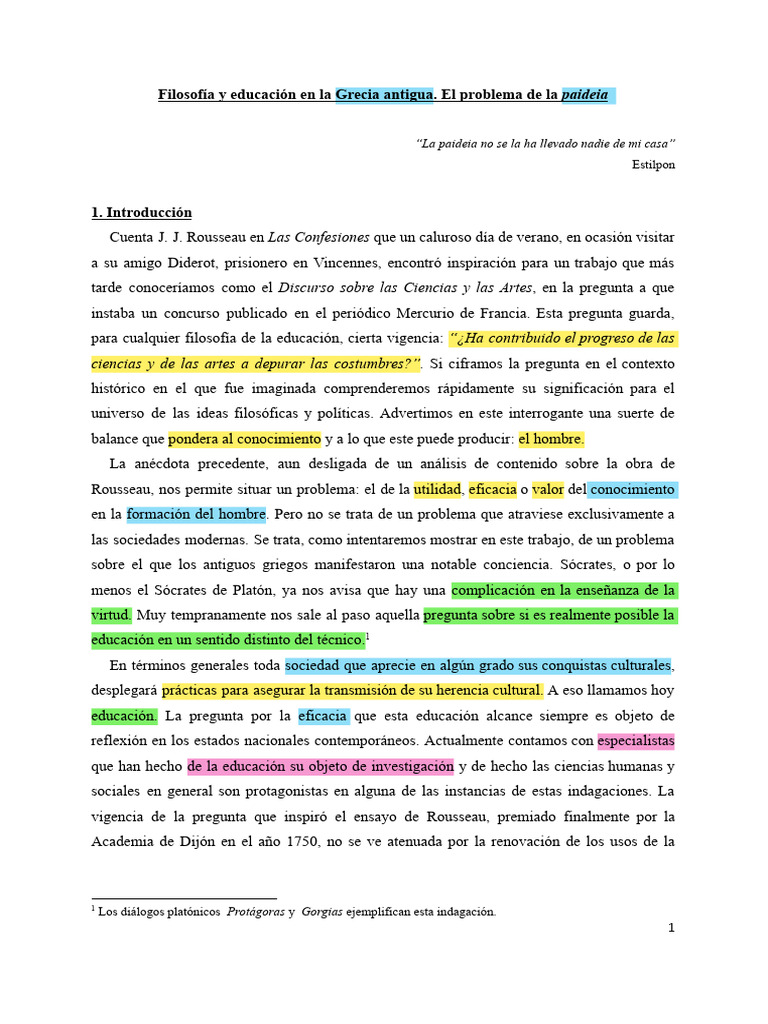 Paideia: Educación en la Grecia antigua | PDF | Platón | Esparta