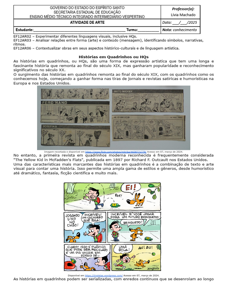 História e Tipos de Histórias em Quadrinhos | PDF | Quadrinhos | Mangá