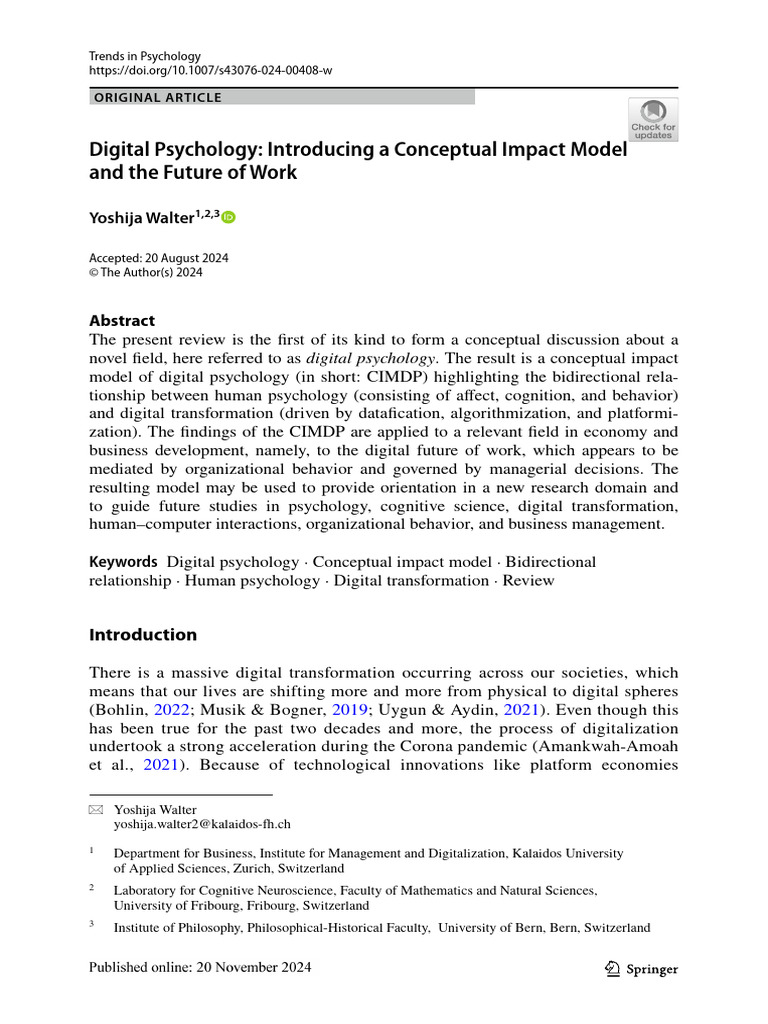 Digital Psychology and Future Work Insights | PDF | Artificial ...