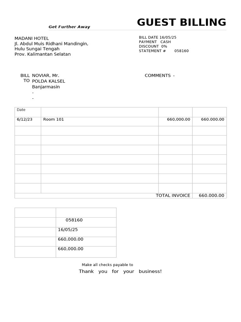 Hotel Guest Billing Statements | PDF | Business Documents