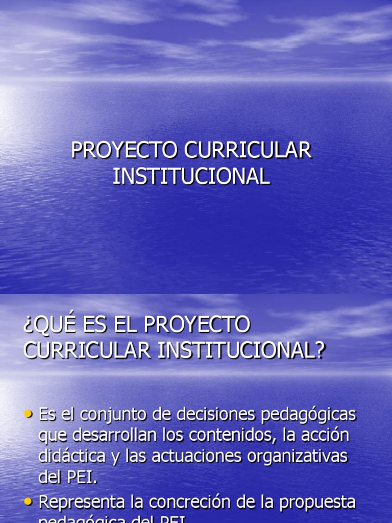 Proyecto Curricular Institucional | PDF | Plan de estudios | Cognición