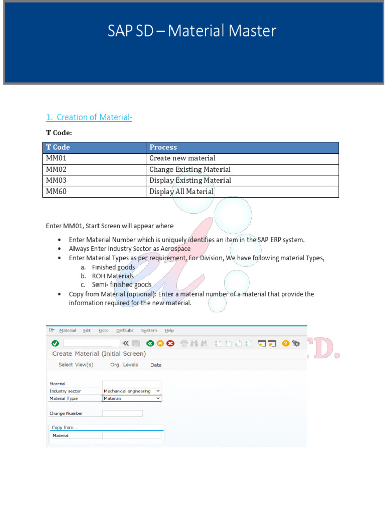 SAP Material Master Creation Guide | PDF | Weight | Business