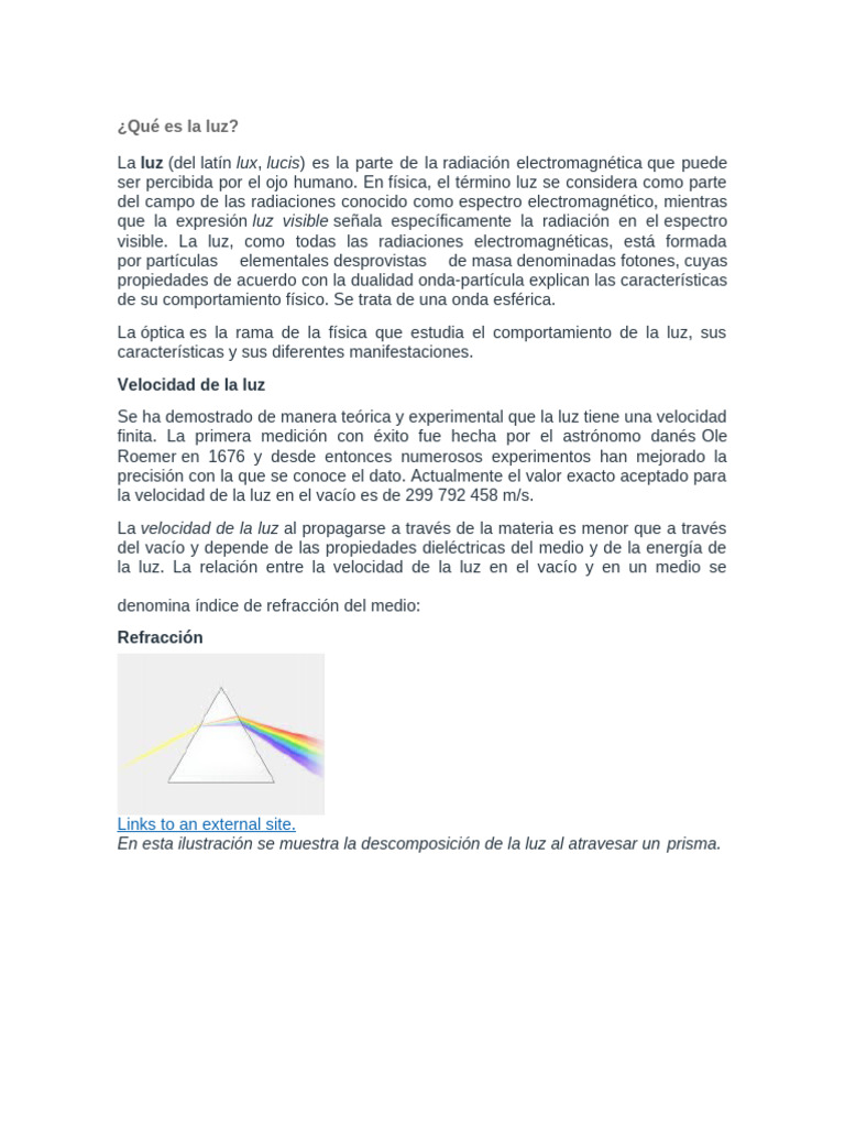 Definición y propiedades de la luz | PDF | Ligero | Reflexión (Física)