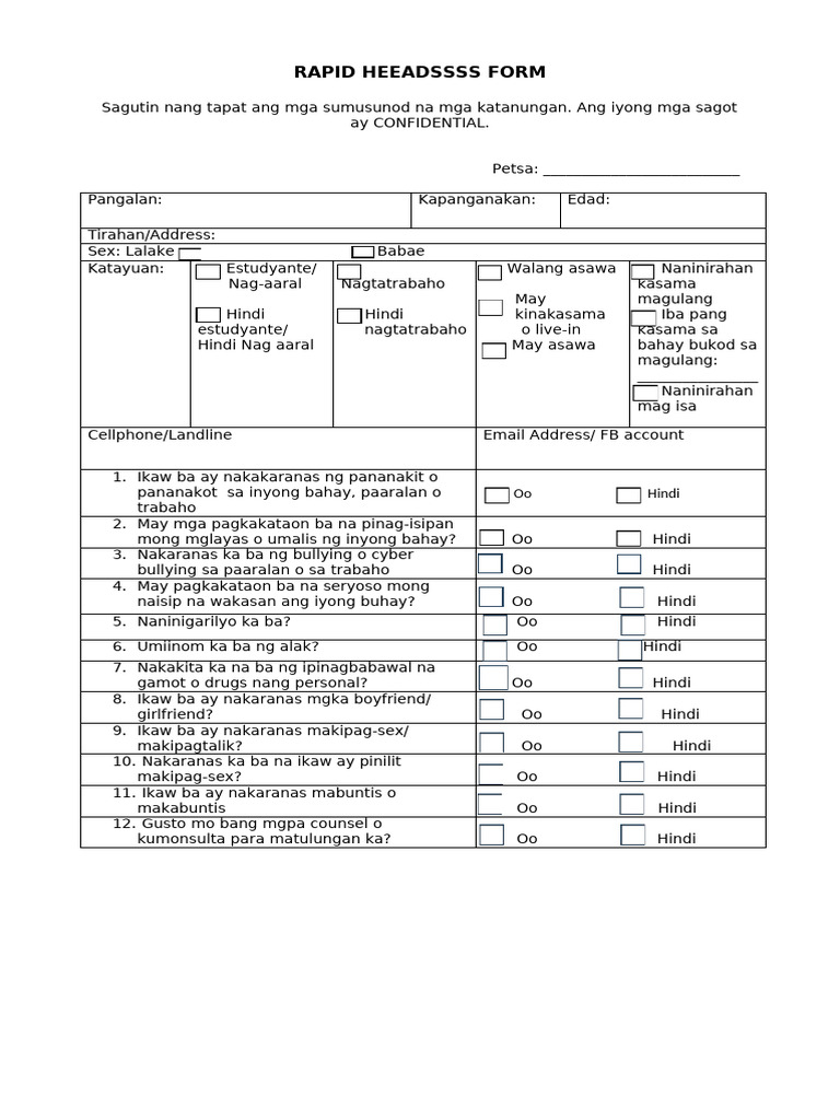 Rapid HEADSSS Form Edited | PDF
