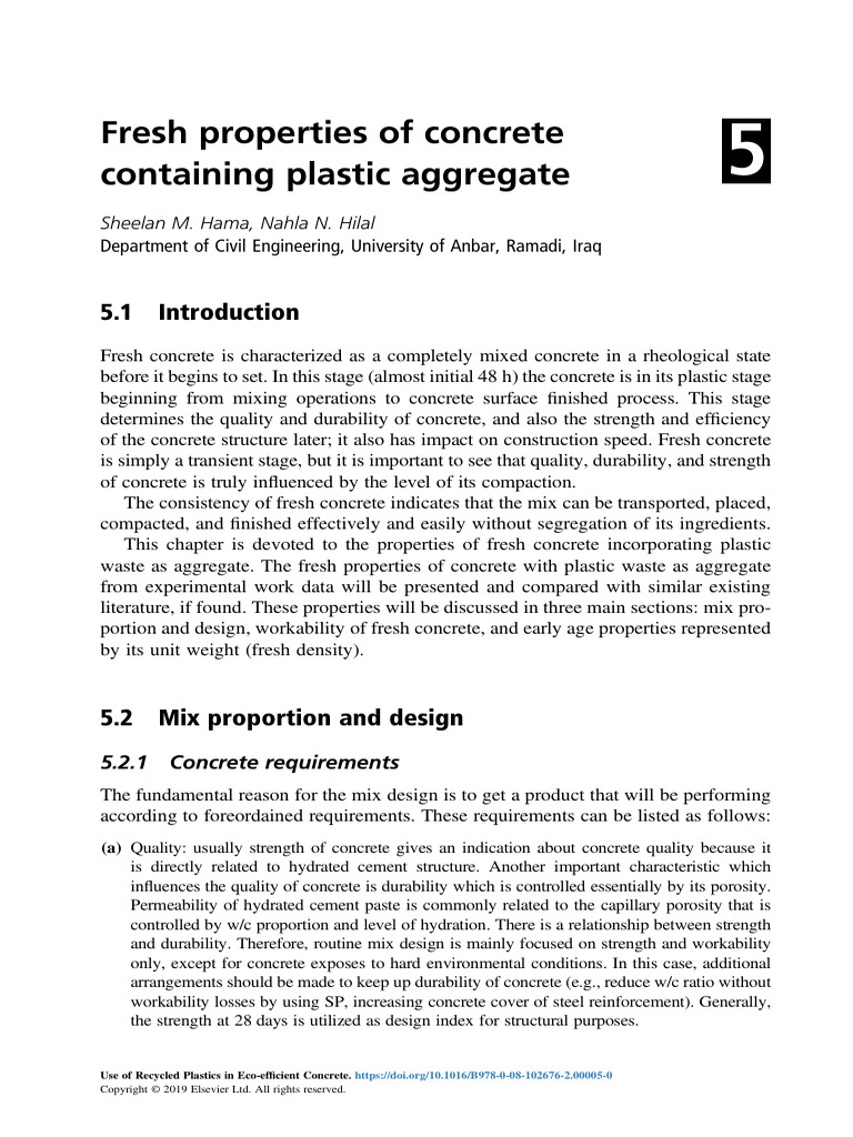 Fresh Concrete Properties with Plastic Aggregate | PDF | Concrete ...
