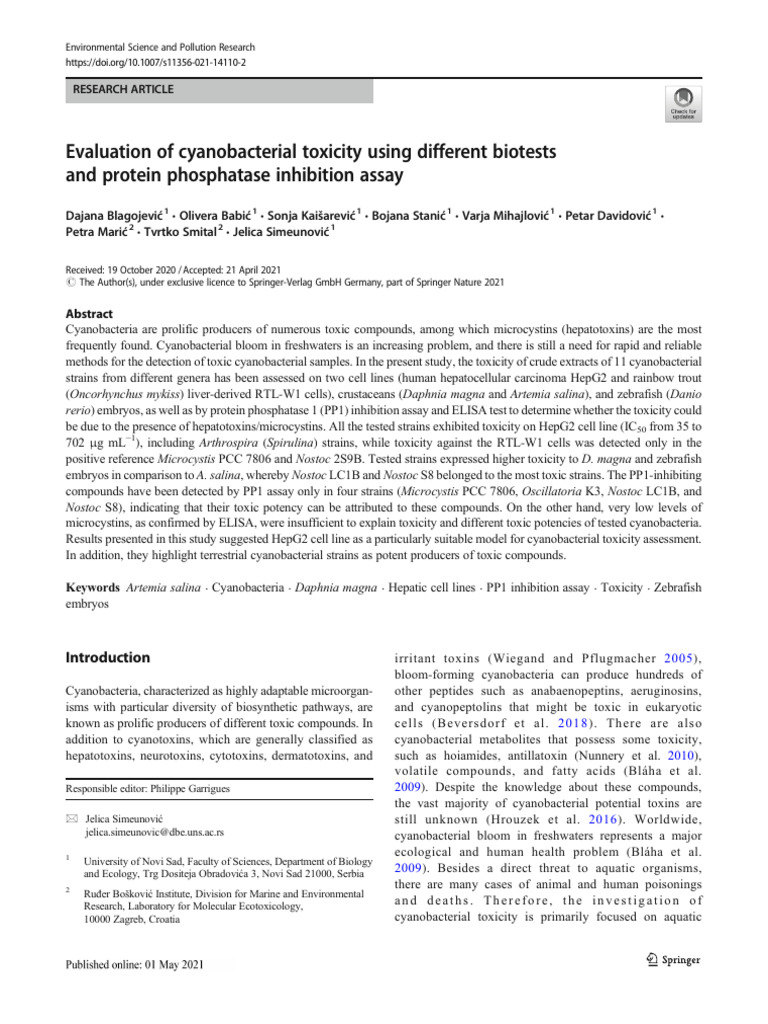 Photo inspiration: Picture Idea: Cyanobacterial Toxicity Assessment Methods Pdf