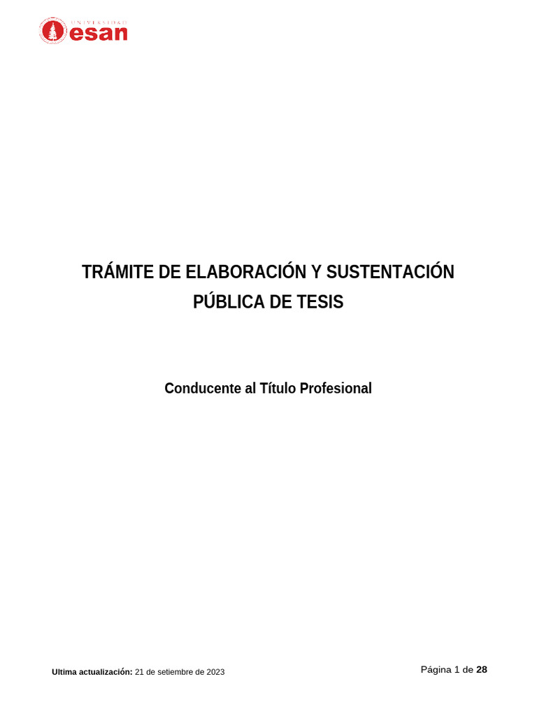 Trmite de Elaboracin y Sustentacin Pblica de Tesis 101023 | PDF ...