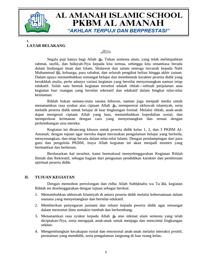 Proposal Kegiatan Rihlah Edukatif | PDF