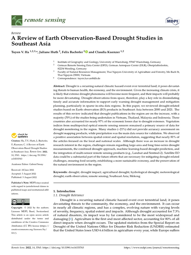 Remotesensing 14 03763 v2 | PDF | Drought | Remote Sensing