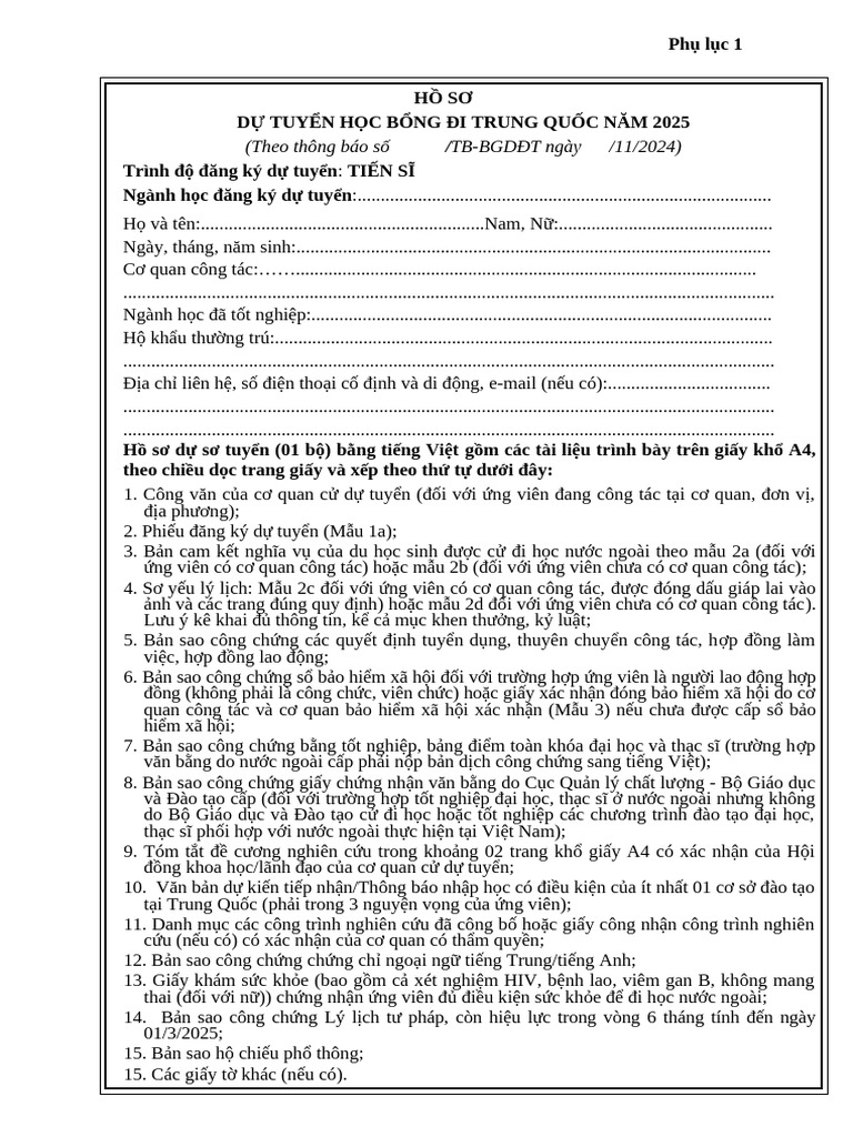Phu Luc 1 TS | PDF