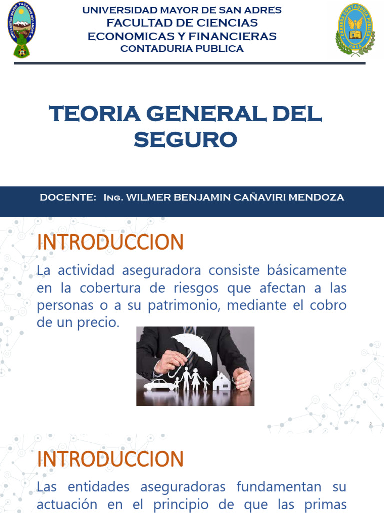Teoria General Del Seguro 01 | PDF | Riesgo | Seguro