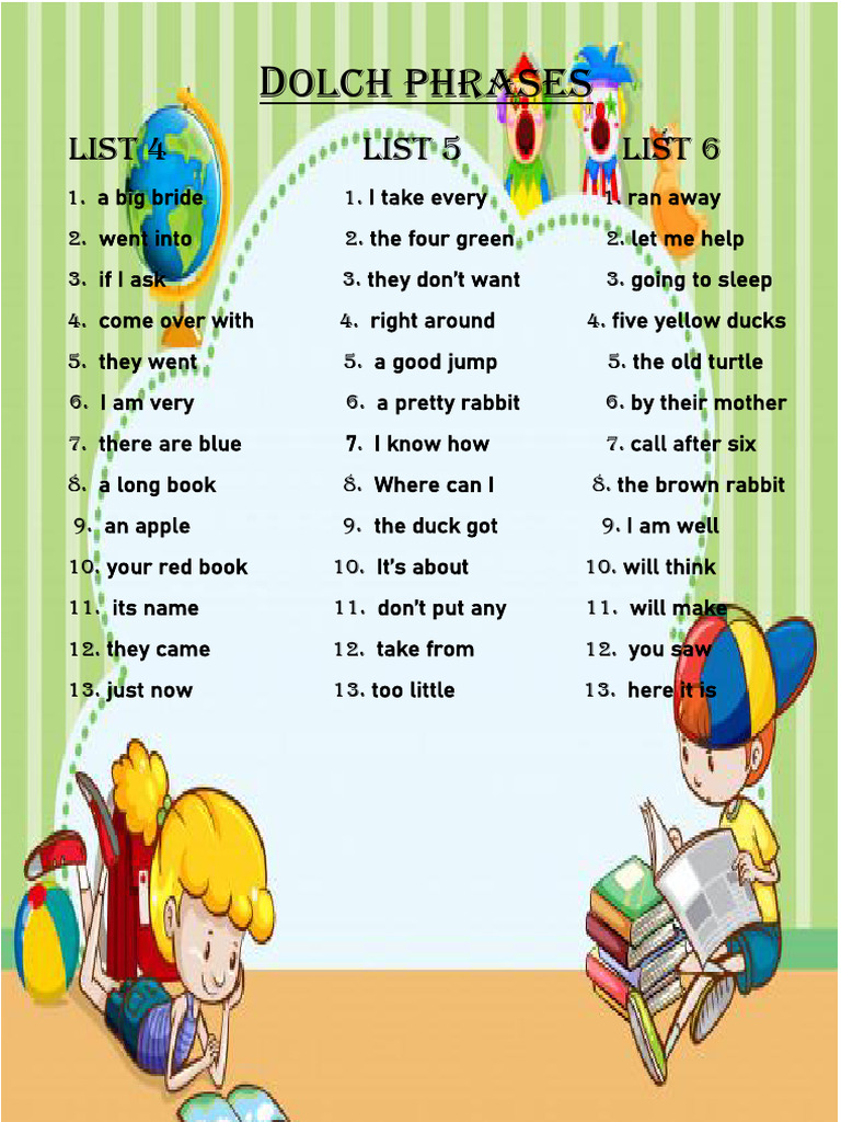 Dolch Phrases for Grades 4-6 | PDF
