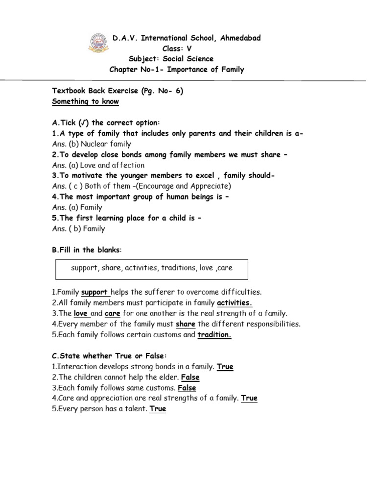 Importance of Family in Social Science | PDF | Psychological Concepts ...