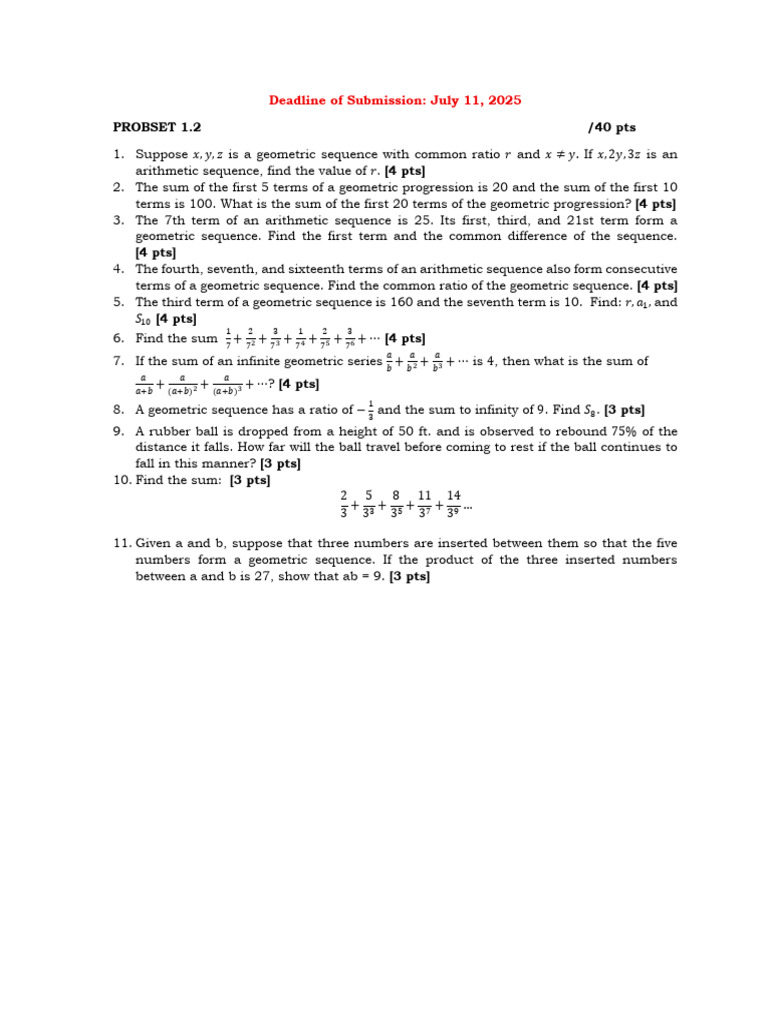 PROBSET 1.2 Geometric Sequences | PDF