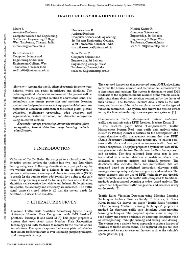 61 Traffic Rules Violation Detection | PDF | Radio Frequency ...