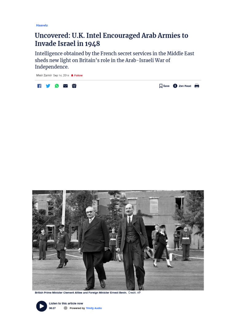 UK Intel's Role in 1948 Arab-Israeli War | PDF | Mandatory Palestine ...