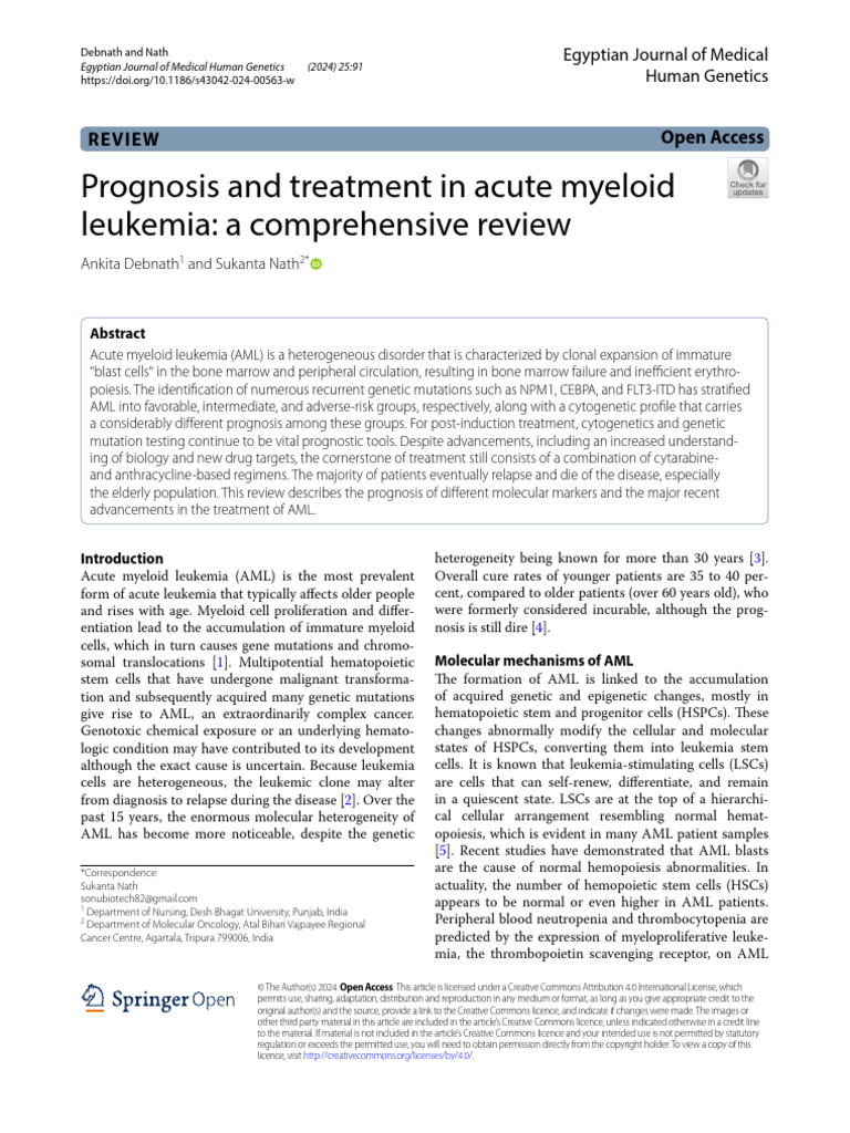 Advances in Acute Myeloid Leukemia | PDF | Leukemia | Haematopoiesis