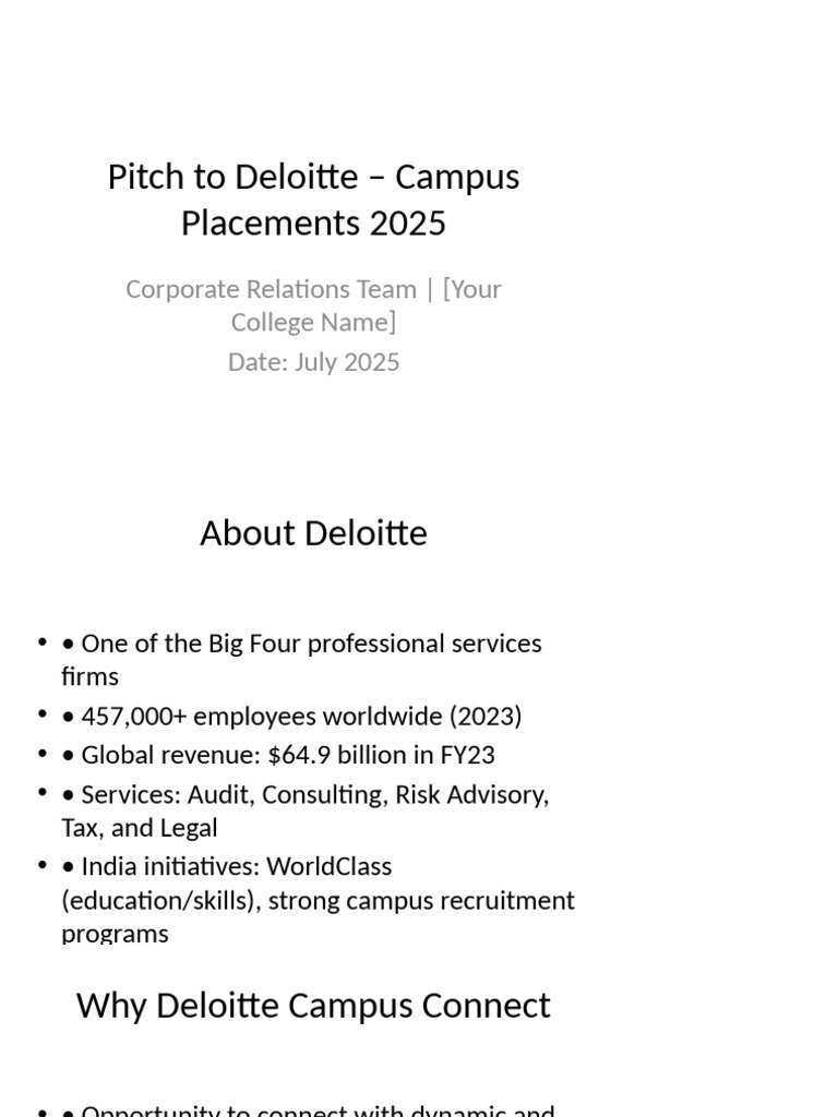 Deloitte Campus Placement 2025 Overview | PDF | Business | Economies