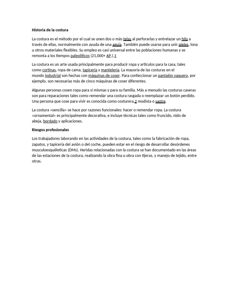 Historia de la costura y su evolución | PDF