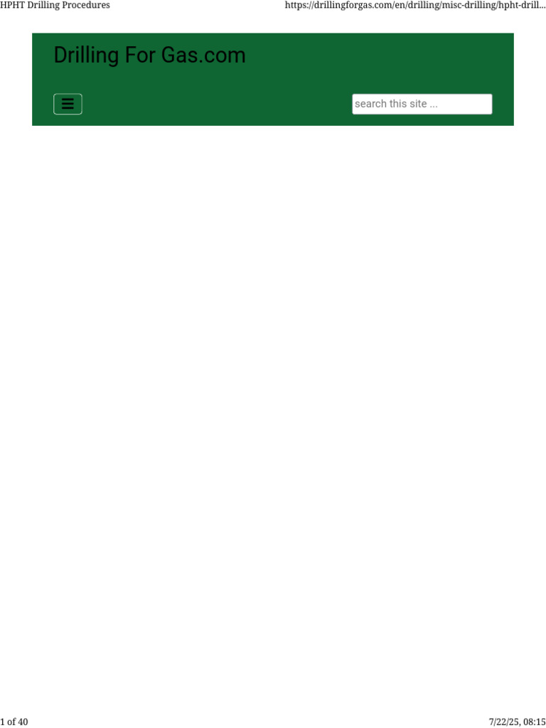 HPHT Drilling Guidelines and Procedures | PDF | Casing (Borehole) | Oil ...