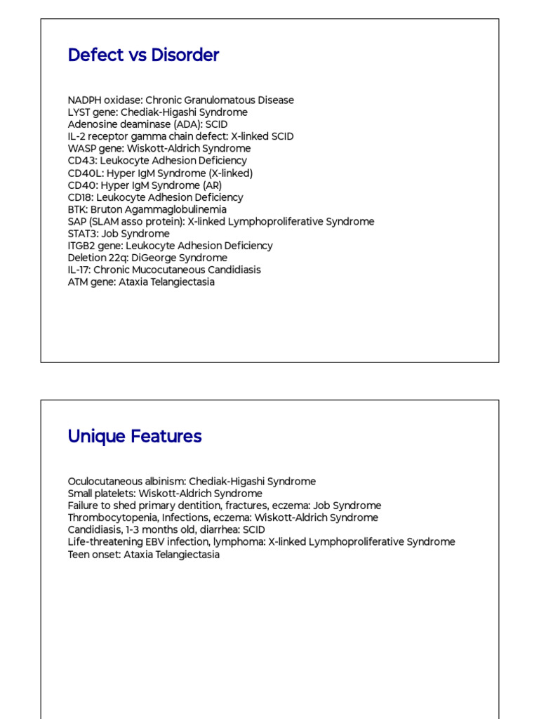Immunodeficiency Disorders Overview | PDF