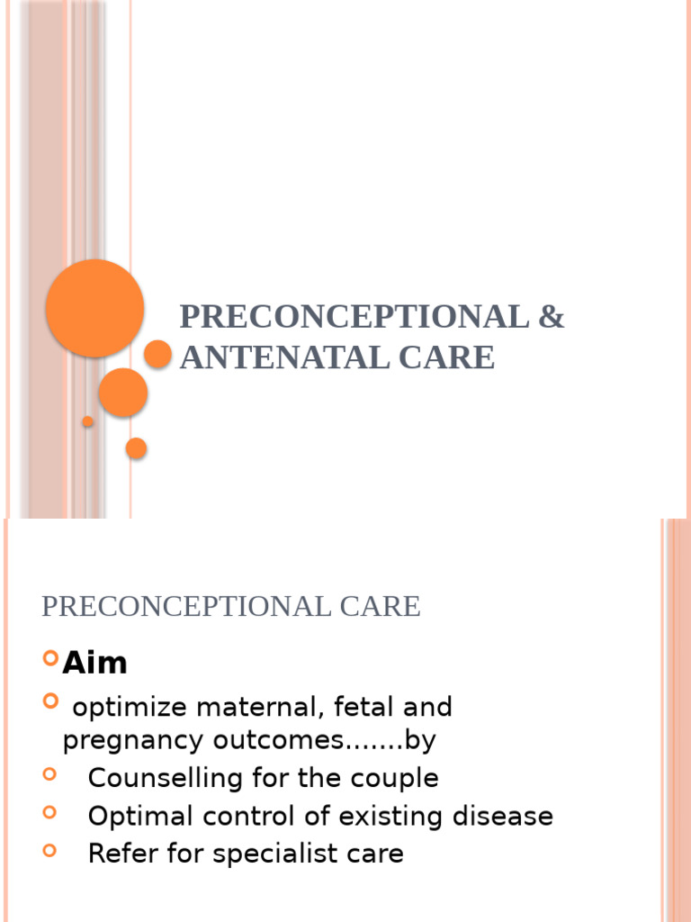 Preconception and Antenatal Care Guide | PDF | Prenatal Development | Fetus