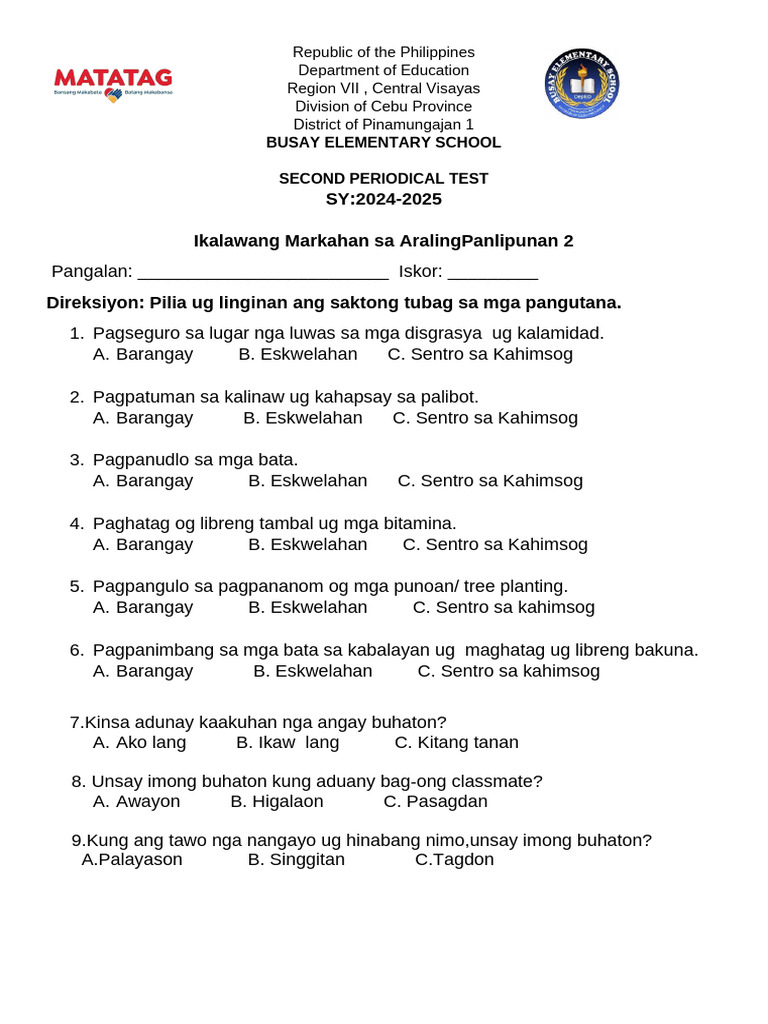 AP 2 Second Periodical Test | PDF