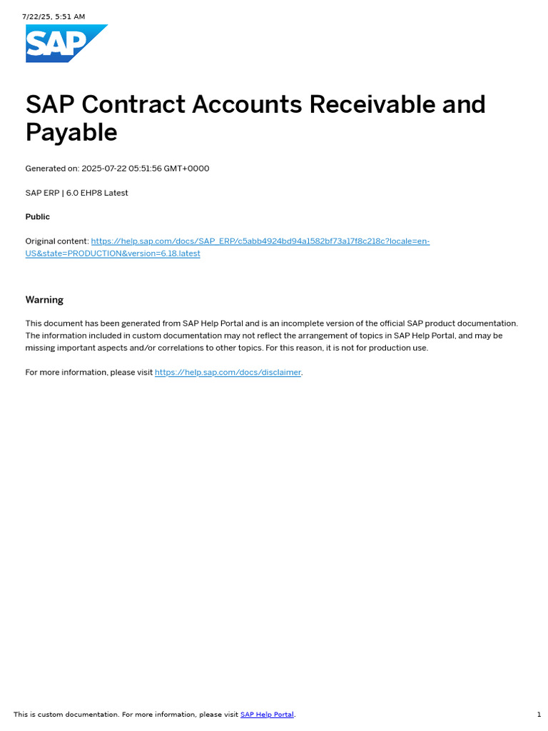 SAP Contract Accounts A/R and A/P Overview | PDF | Accounts Payable ...
