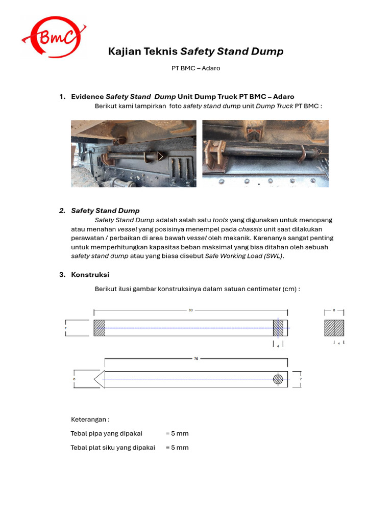 Kajian Teknis Safety Stand Dump | PDF