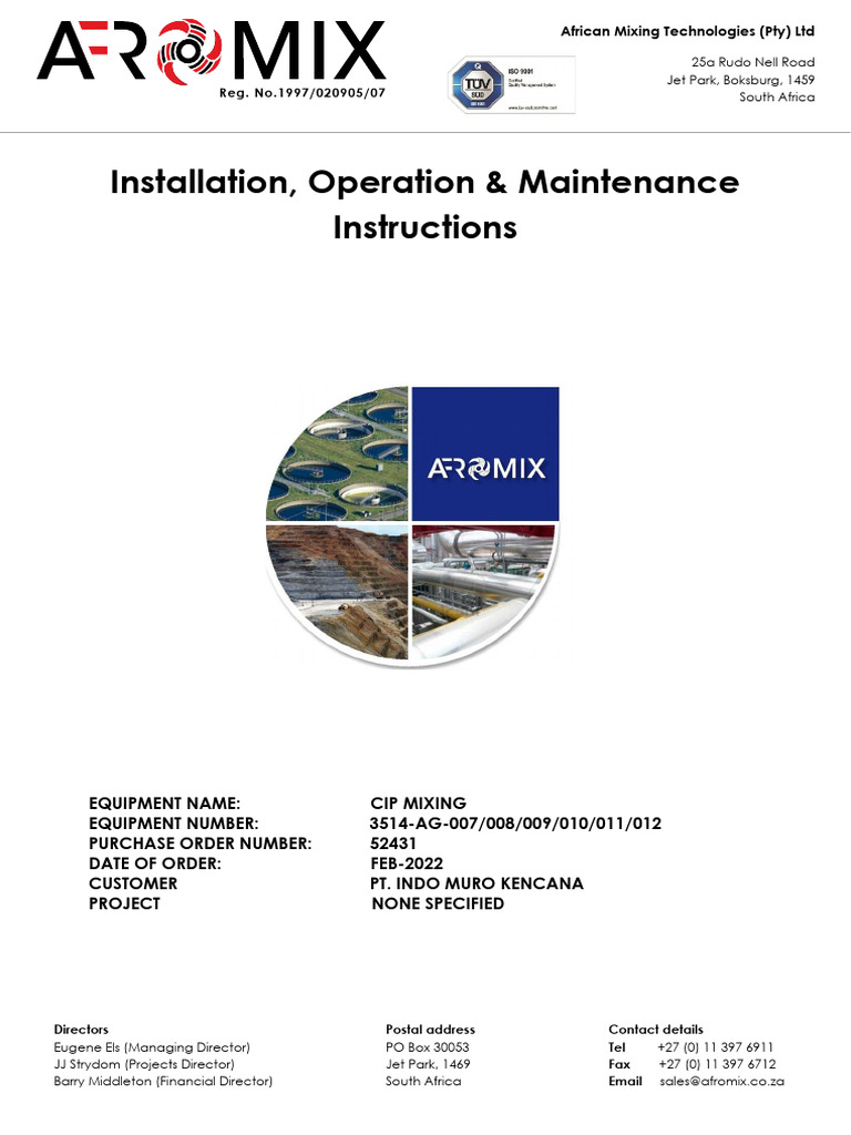 CIP Mixing Equipment Manual | PDF | Mechanical Engineering