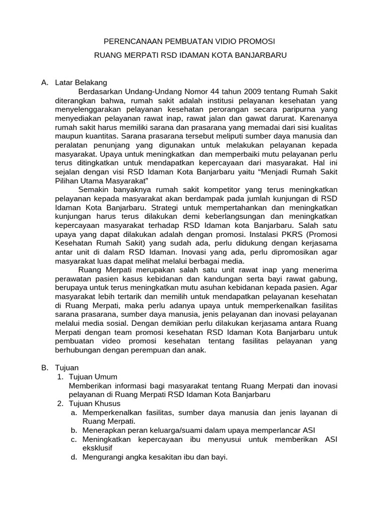 PERENCANAAN PEmbuatan Vidio | PDF