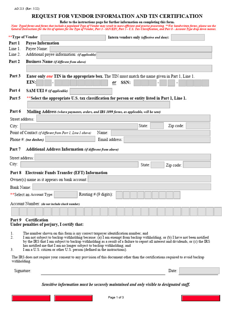 Vendor Information and TIN Certification | PDF | Taxes | Payments