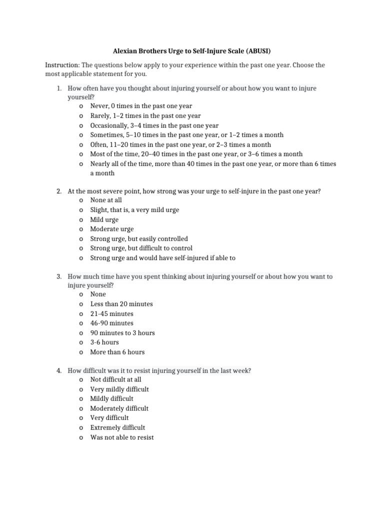 Self-Injury Urge Assessment Tool | PDF | Chess Theory | Chess