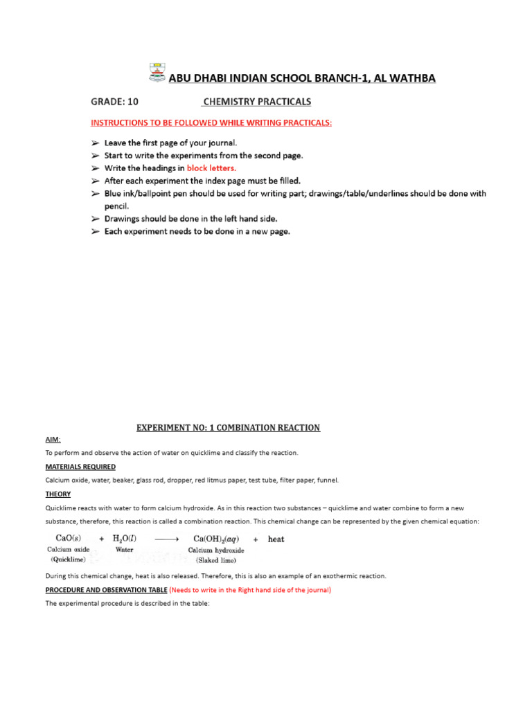 Chemical Reaction Experiments Guide | PDF | Chemical Reactions | Oxide