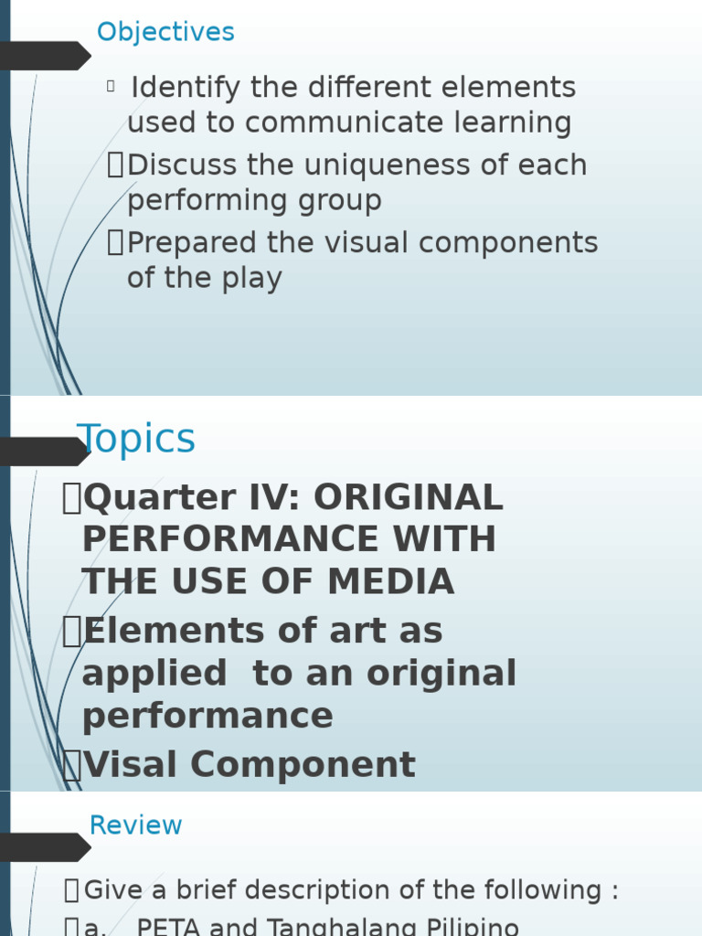 Elements of Art in Theater Performance | PDF | Dances | The Arts