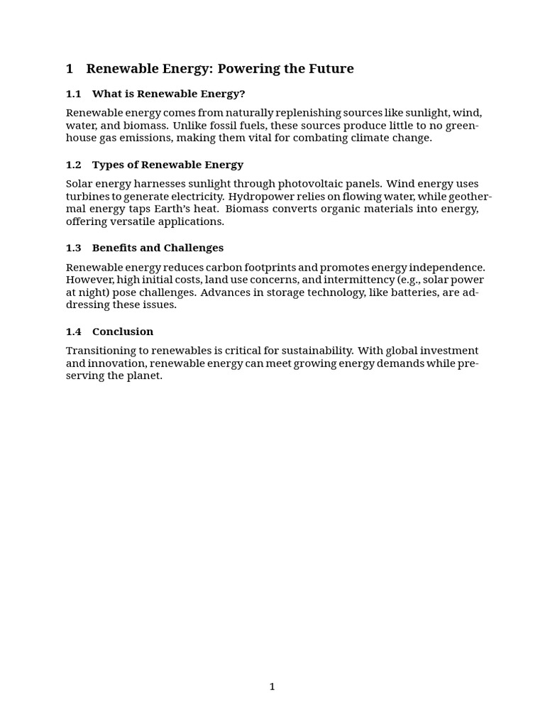 Renewable Energy - Powering The Future | PDF