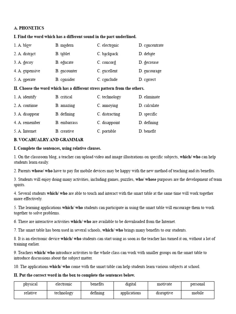 Phonetics and Grammar Practice Exercises | PDF | Educational Technology ...