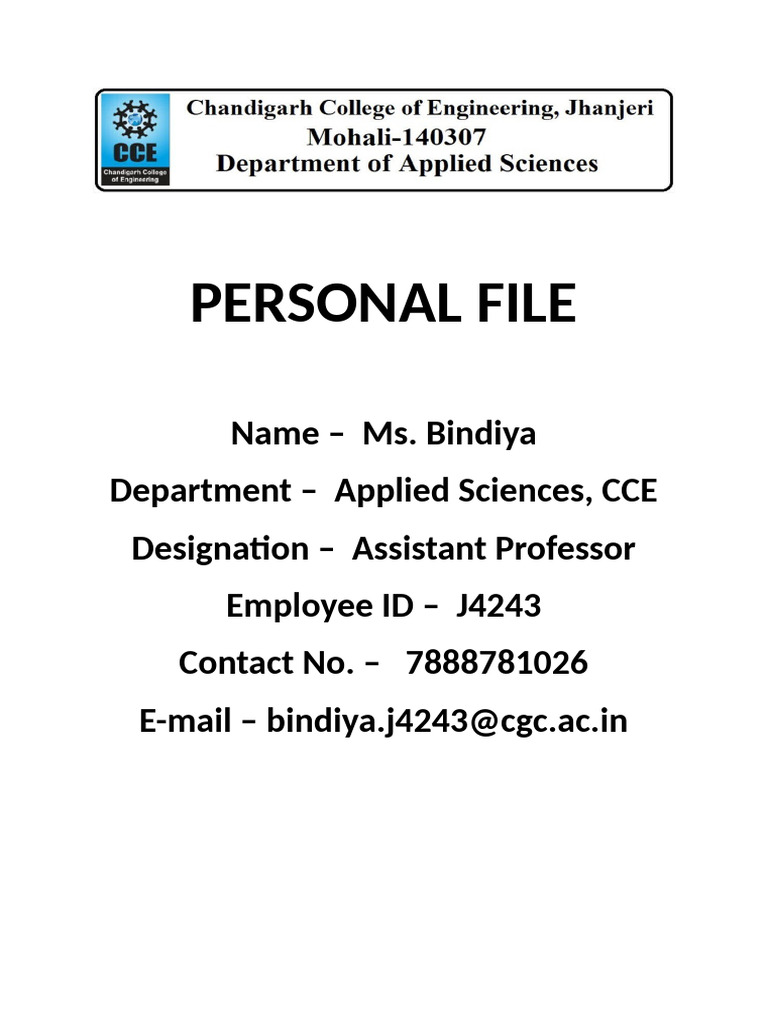 Personal File | PDF
