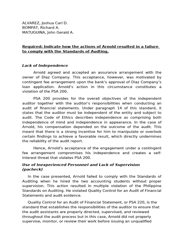 AUDPRIN Case Analysis | PDF | Auditor's Report | Audit