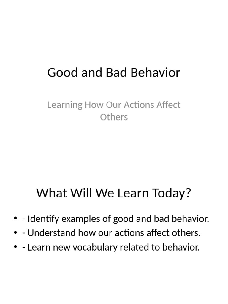 Good and Bad Behavior Lesson | PDF