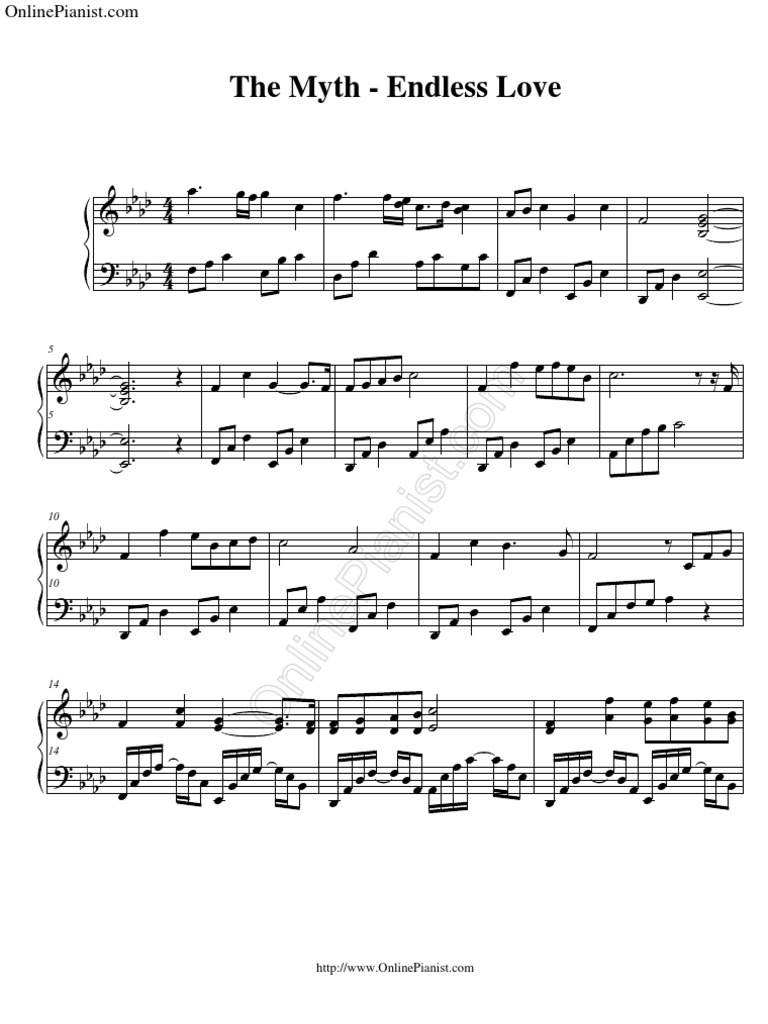The Myth Endless Love Piano Sheets | PDF